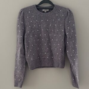 J. Crew Charcoal Sweater with Pearl Details